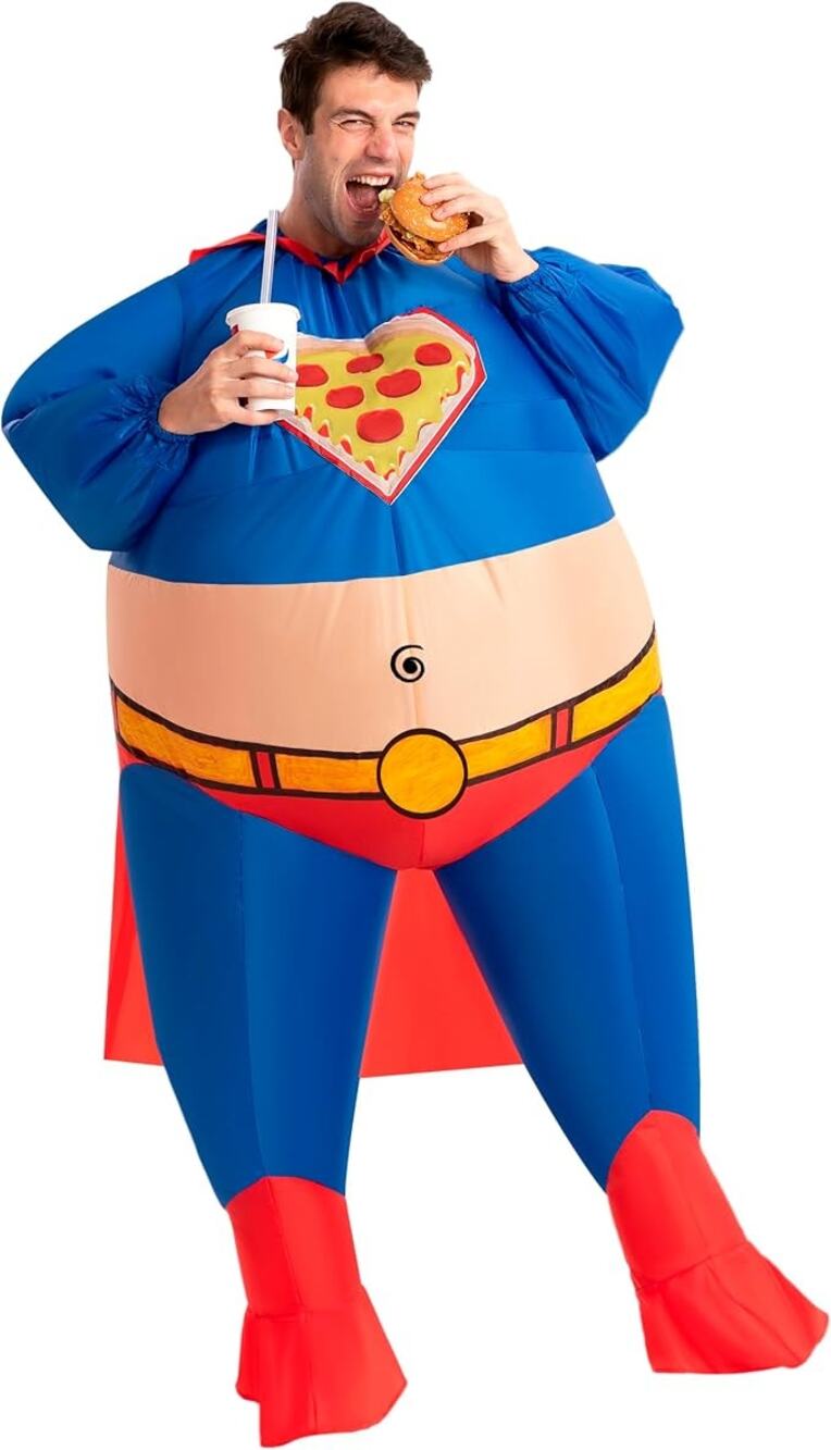 Costume Superman Chunky Chubby Superhero Inflatable Halloween Blow Up